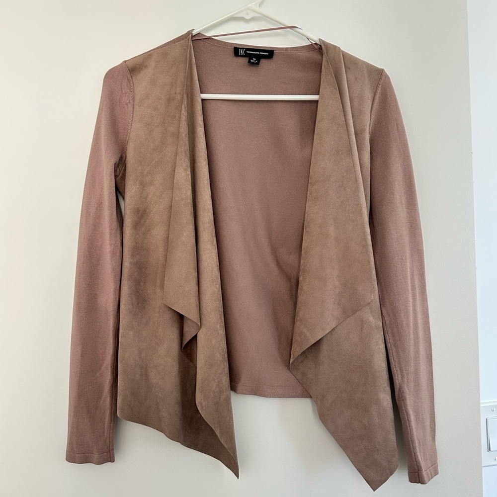 Taupe Suede Knit Cardigan